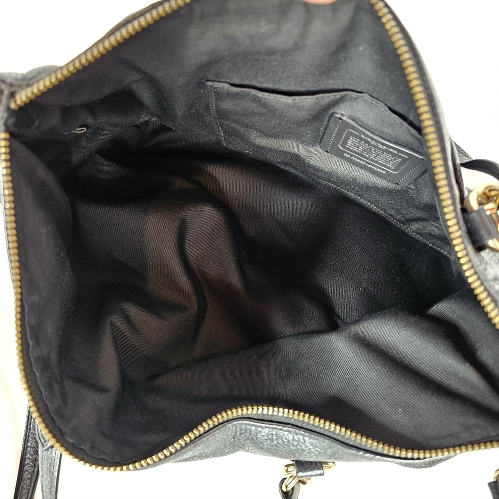 Coach Black Pebbled Leather Crossbody Tote with Gold Hardware - Picture 4 of 10